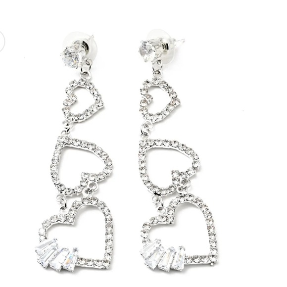 Bridal Heart Drop Earrings - Picture 1 of 2